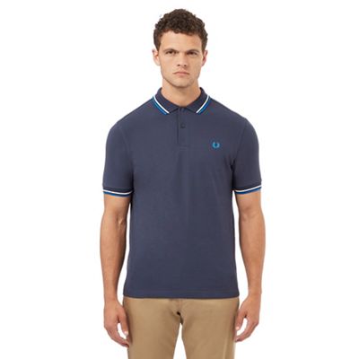 Blue twin tipped regular fit polo shirt